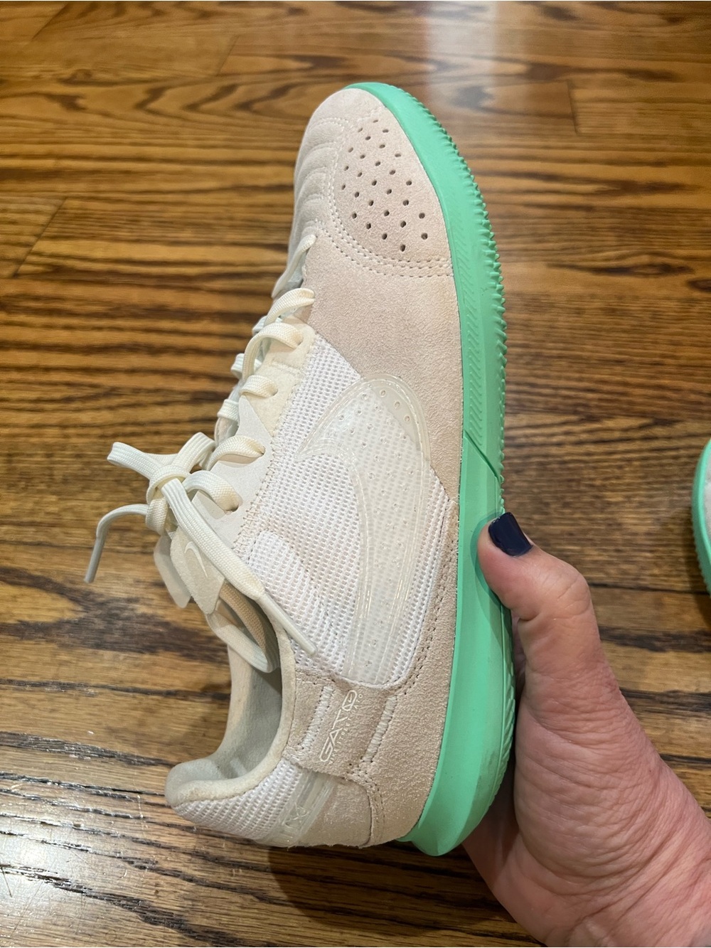Nike Streetgato Indoor Soccer Shoes Streetwear Summit White/Green Glow W6.5/5Y - Picture 10 of 16